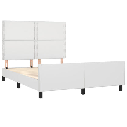 Estrutura cama c/ cabeceira 140x200 cm couro artificial branco