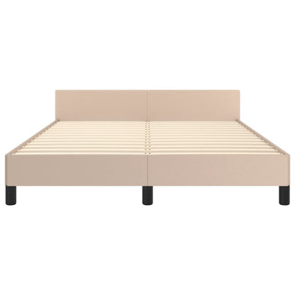 Estrutura cama cabeceira 140x200 cm couro artificial cappuccino