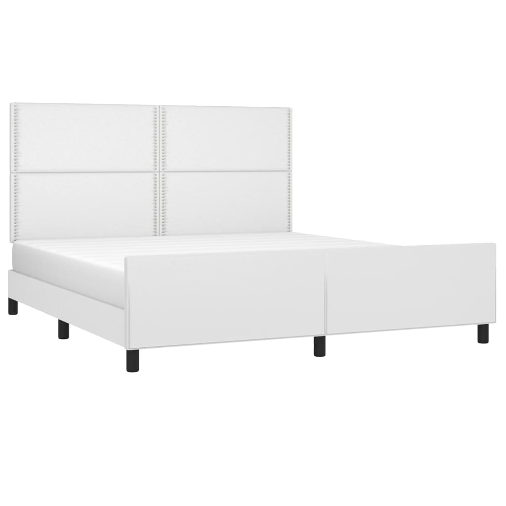 Estrutura cama c/ cabeceira 160x200 cm couro artificial branco