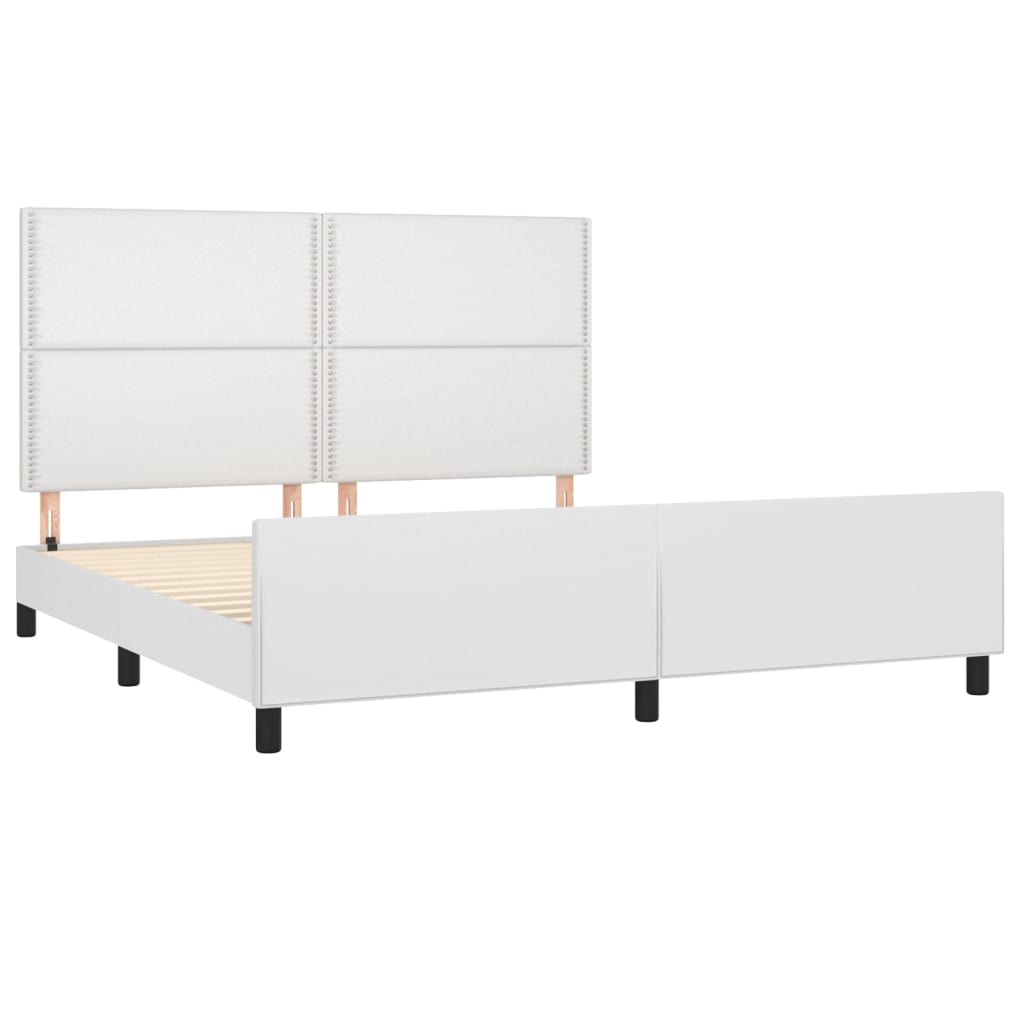 Estrutura cama c/ cabeceira 160x200 cm couro artificial branco