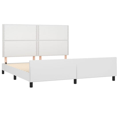 Estrutura cama c/ cabeceira 160x200 cm couro artificial branco