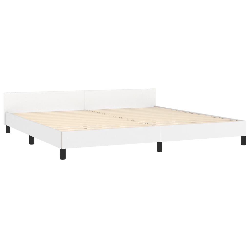 Estrutura cama c/ cabeceira couro artificial 200x200 cm branco