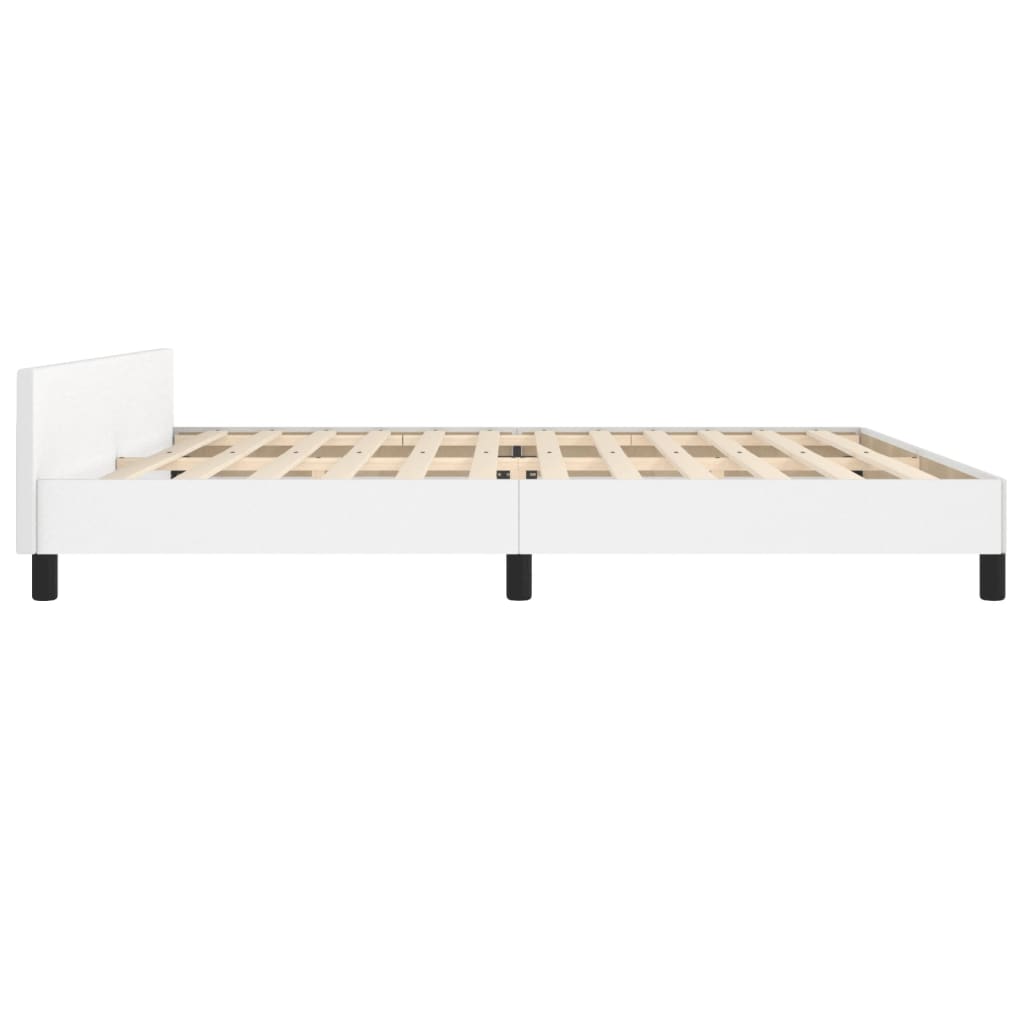 Estrutura cama c/ cabeceira couro artificial 200x200 cm branco