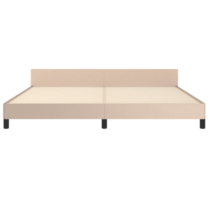 Estrutura cama cabeceira 200x200 cm couro artificial cappuccino