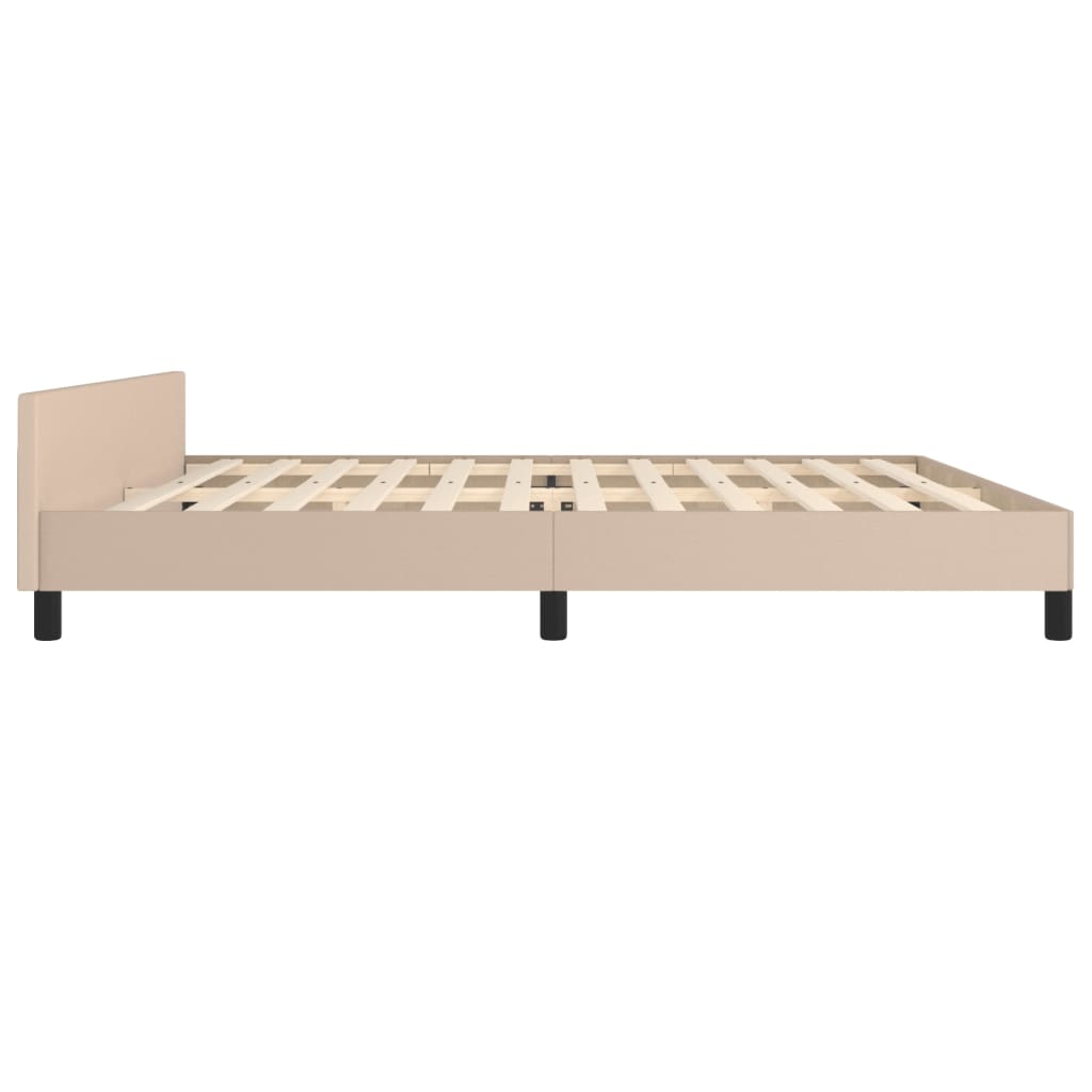 Estrutura cama cabeceira 200x200 cm couro artificial cappuccino