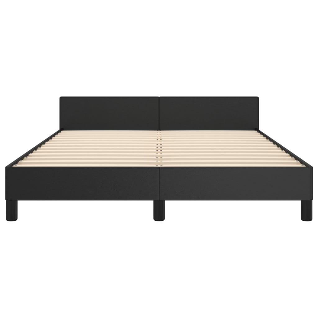 Estrutura cama c/ cabeceira 140x190 cm couro artificial preto