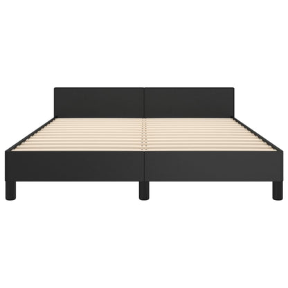 Estrutura cama c/ cabeceira 140x190 cm couro artificial preto