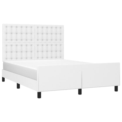 Estrutura cama c/ cabeceira couro artificial 140x190 cm branco