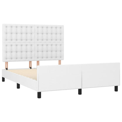 Estrutura cama c/ cabeceira couro artificial 140x190 cm branco