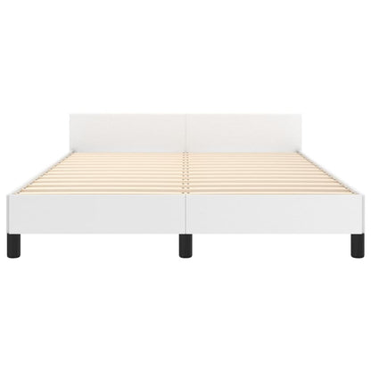 Estrutura cama c/ cabeceira 140x200 cm couro artificial branco