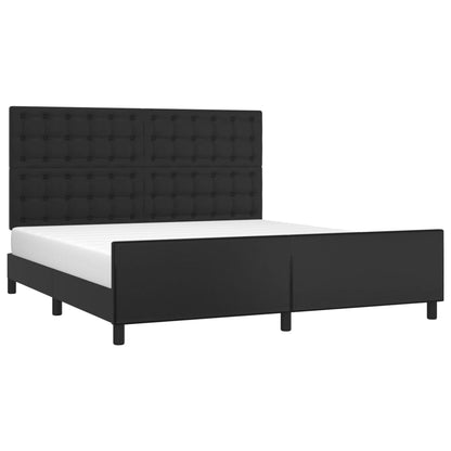 Estrutura cama c/ cabeceira 160x200 cm couro artificial preto