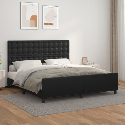 Estrutura cama c/ cabeceira 160x200 cm couro artificial preto