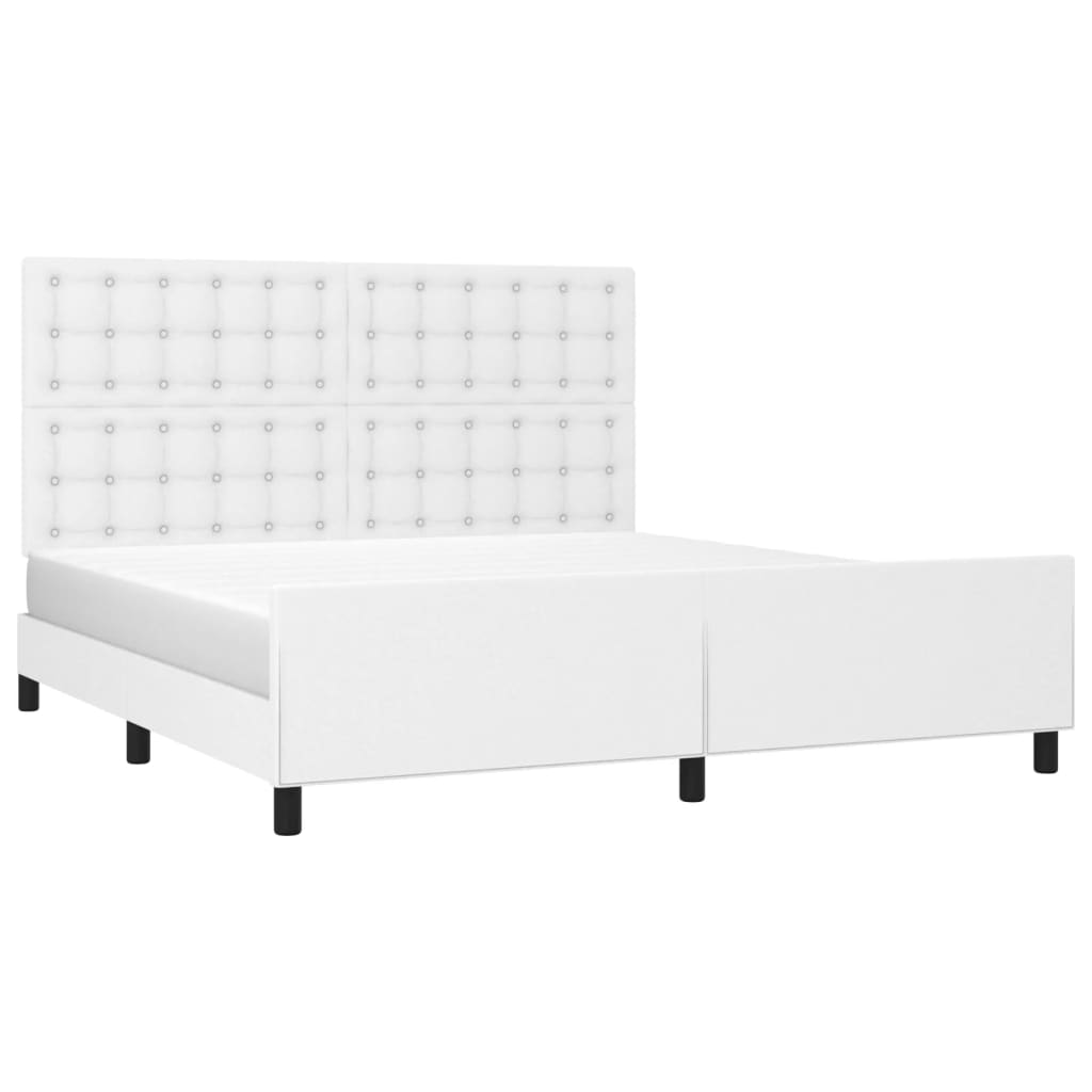 Estrutura cama c/ cabeceira 160x200 cm couro artificial branco