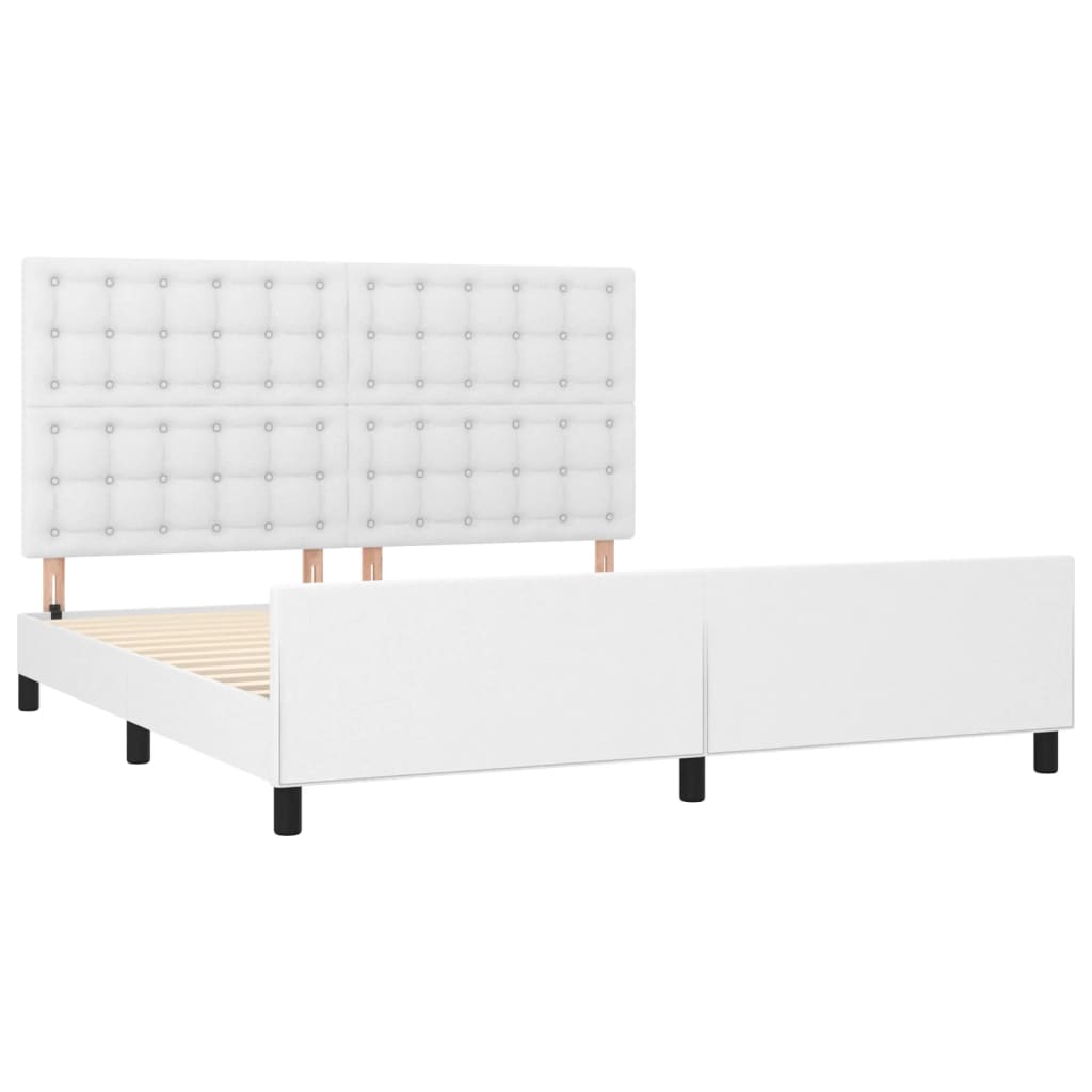 Estrutura cama c/ cabeceira 160x200 cm couro artificial branco