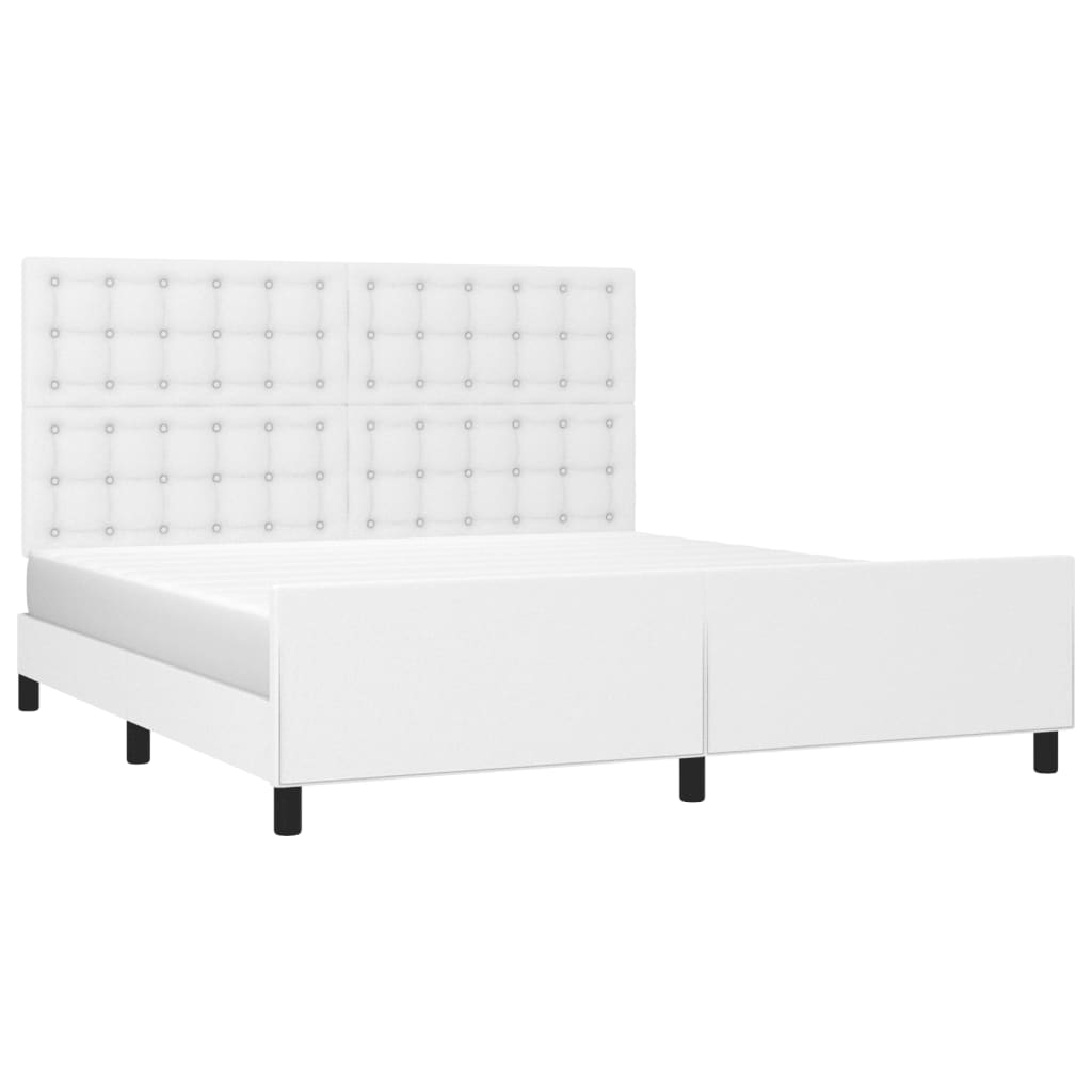 Estrutura cama c/ cabeceira 180x200 cm couro artificial branco