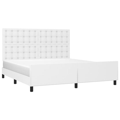 Estrutura cama c/ cabeceira 180x200 cm couro artificial branco