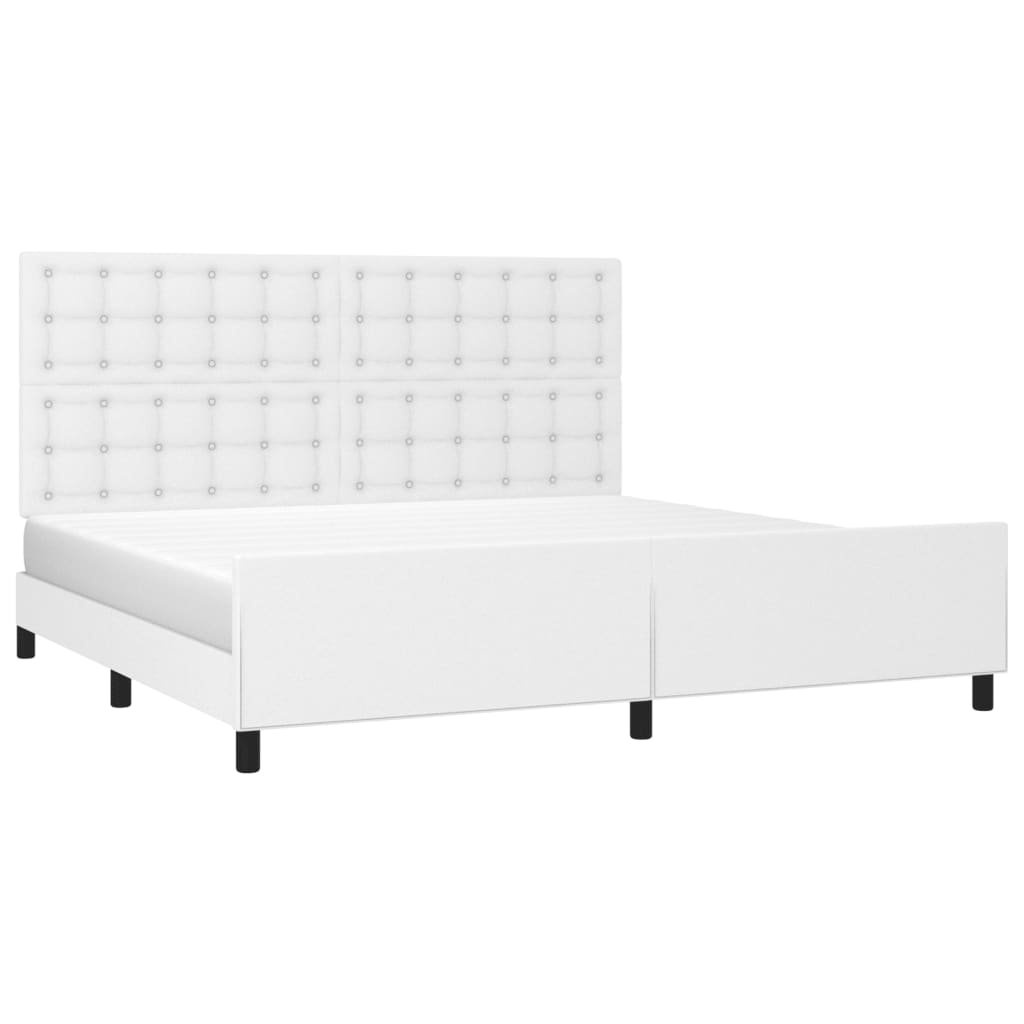 Estrutura cama c/ cabeceira couro artificial 200x200 cm branco