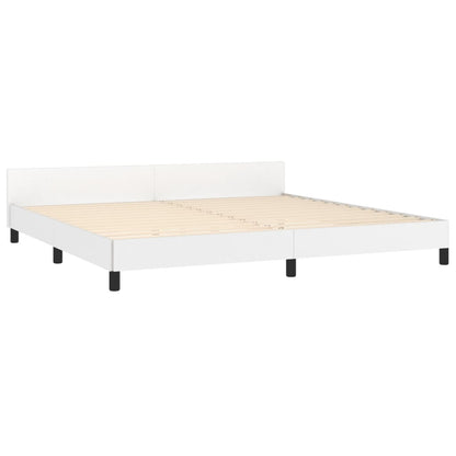 Estrutura cama c/ cabeceira couro artificial 200x200 cm branco