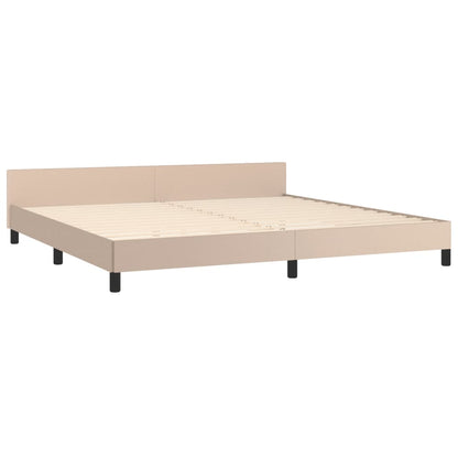 Estrutura cama cabeceira 200x200 cm couro artificial cappuccino