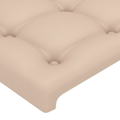 Estrutura cama cabeceira 200x200 cm couro artificial cappuccino