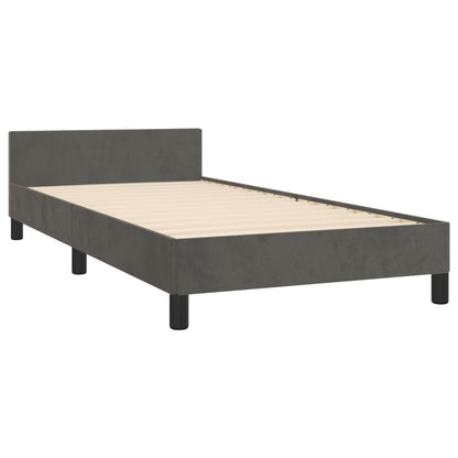 Estrutura de cama c/ cabeceira 80x200 cm veludo cinzento-escuro