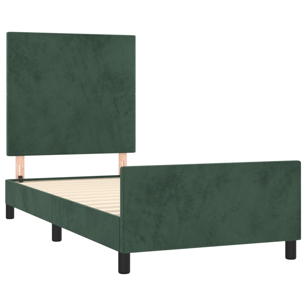 Estrutura de cama c/ cabeceira 80x200 cm veludo verde-escuro