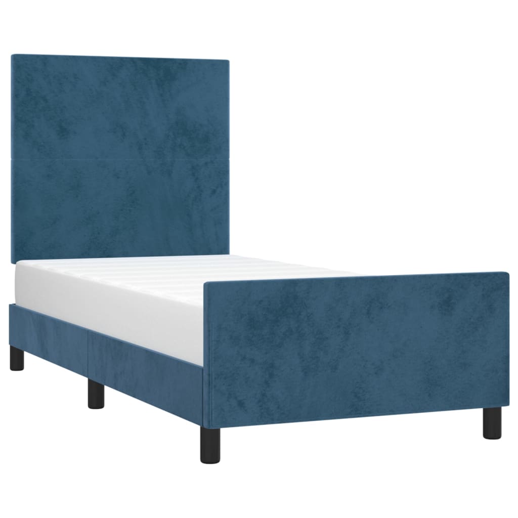 Estrutura de cama c/ cabeceira 80x200 cm veludo azul-escuro