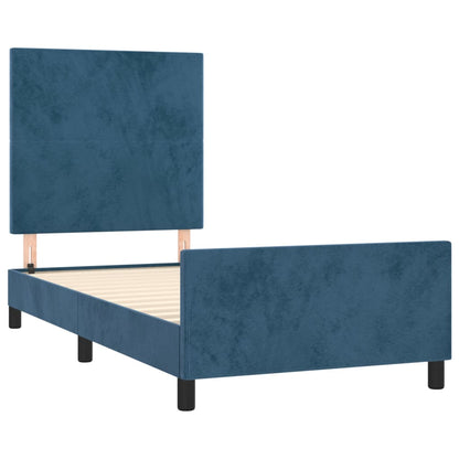 Estrutura de cama c/ cabeceira 80x200 cm veludo azul-escuro