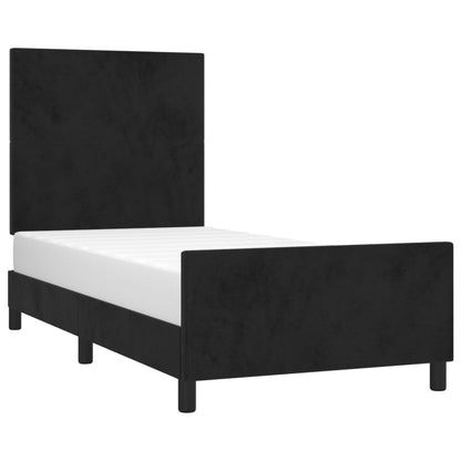 Estrutura de cama c/ cabeceira 90x190 cm veludo preto