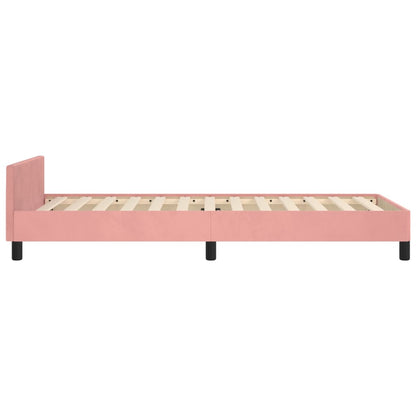 Estrutura de cama c/ cabeceira 90x190 cm veludo rosa