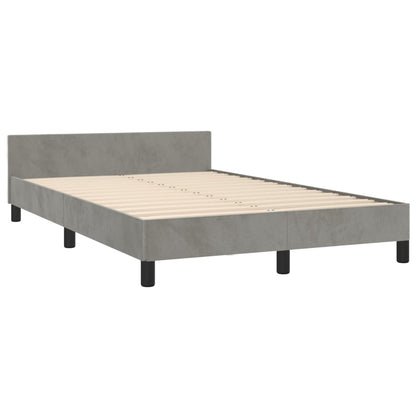 Estrutura de cama c/ cabeceira 120x200 cm veludo cinzento-claro