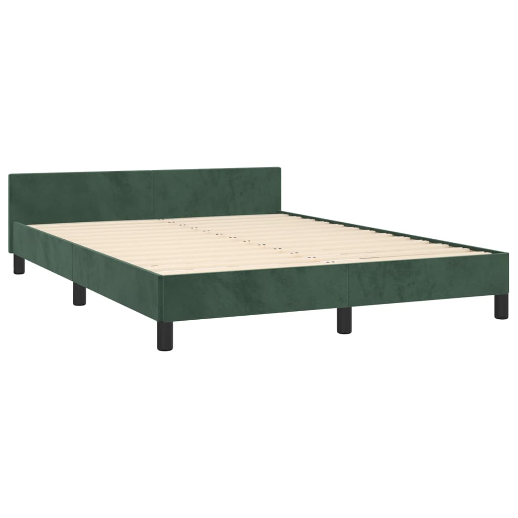 Estrutura de cama c/ cabeceira 140x190 cm veludo verde-escuro