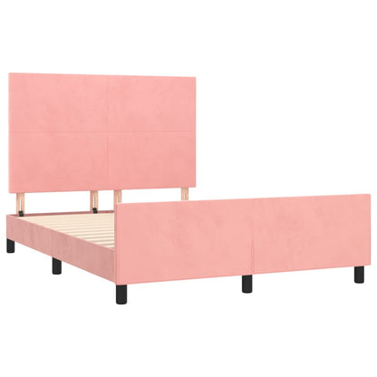 Estrutura de cama c/ cabeceira 140x190 cm veludo rosa