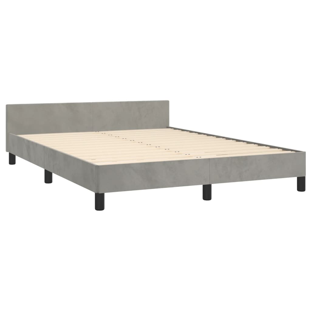 Estrutura de cama c/ cabeceira 140x200 cm veludo cinzento-claro