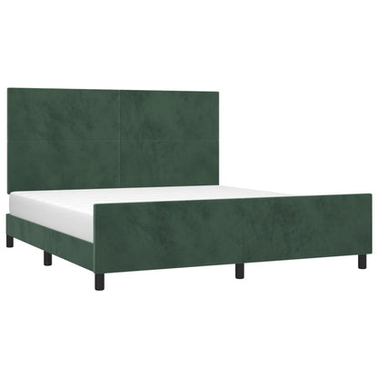 Estrutura de cama c/ cabeceira 160x200 cm veludo verde-escuro