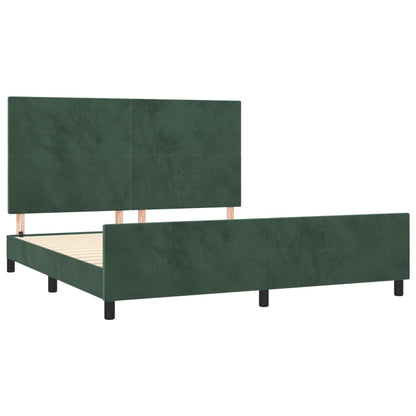 Estrutura de cama c/ cabeceira 160x200 cm veludo verde-escuro