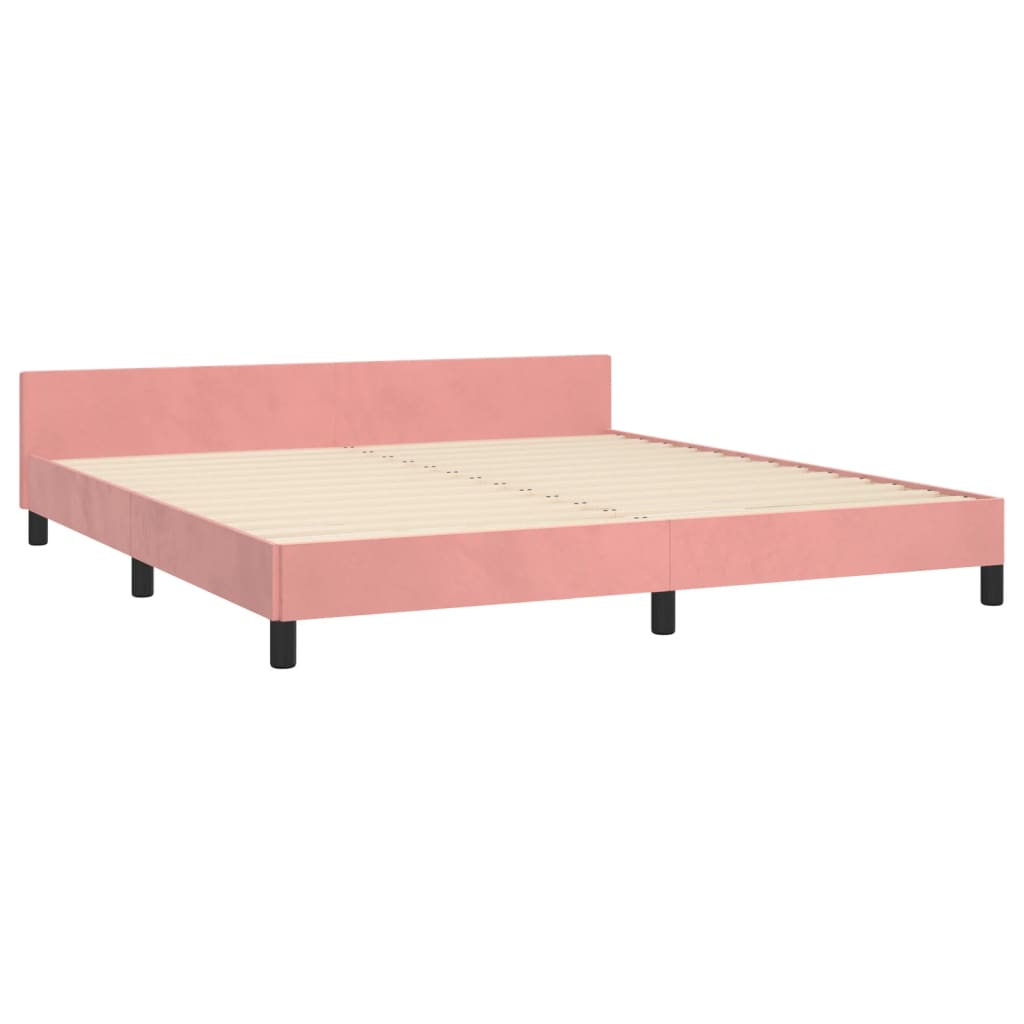 Estrutura de cama c/ cabeceira 160x200 cm veludo rosa