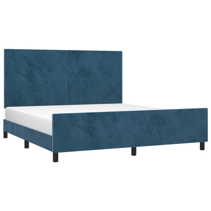 Estrutura de cama c/ cabeceira 180x200 cm veludo azul-escuro