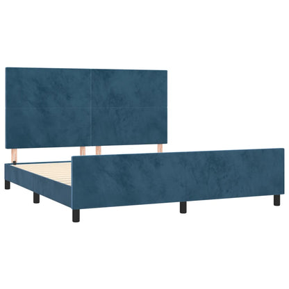 Estrutura de cama c/ cabeceira 180x200 cm veludo azul-escuro