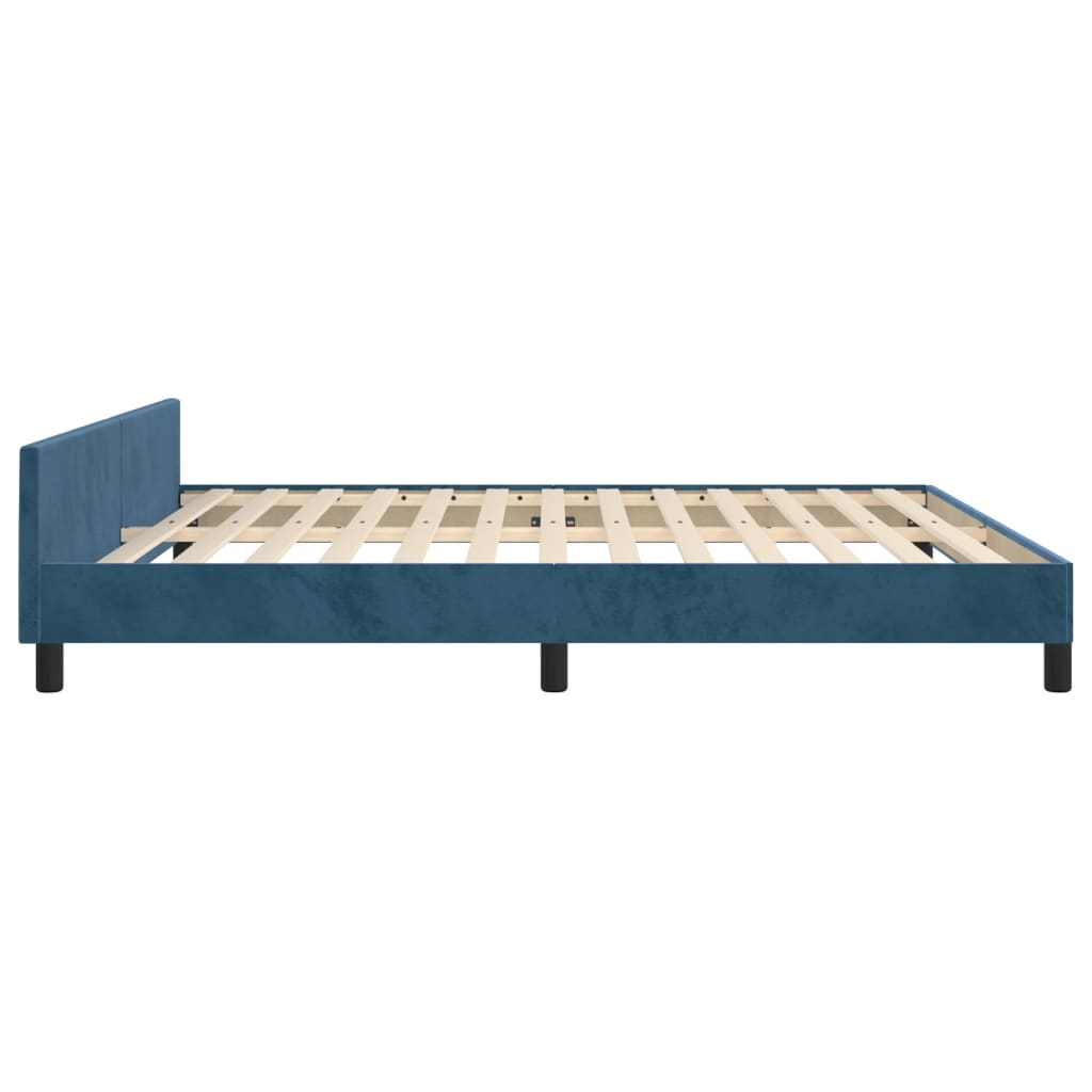 Estrutura de cama c/ cabeceira 180x200 cm veludo azul-escuro