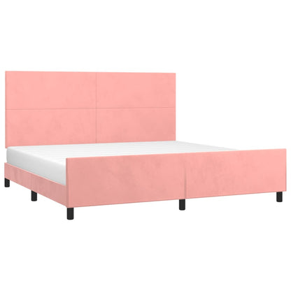 Estrutura de cama c/ cabeceira 200x200 cm veludo rosa