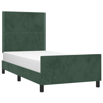 Estrutura de cama c/ cabeceira 80x200 cm veludo verde-escuro