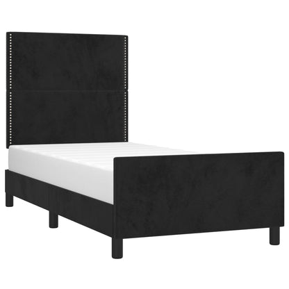 Estrutura de cama c/ cabeceira 90x190 cm veludo preto