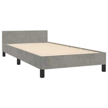 Estrutura de cama c/ cabeceira 100x200 cm veludo cinzento-claro