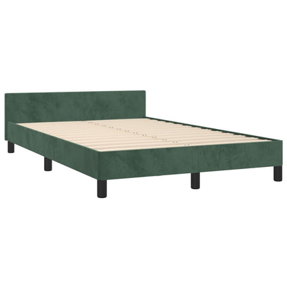 Estrutura de cama c/ cabeceira 120x200 cm veludo verde-escuro