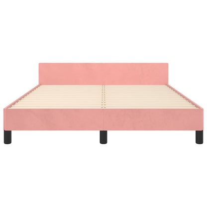 Estrutura de cama c/ cabeceira 140x190 cm veludo rosa