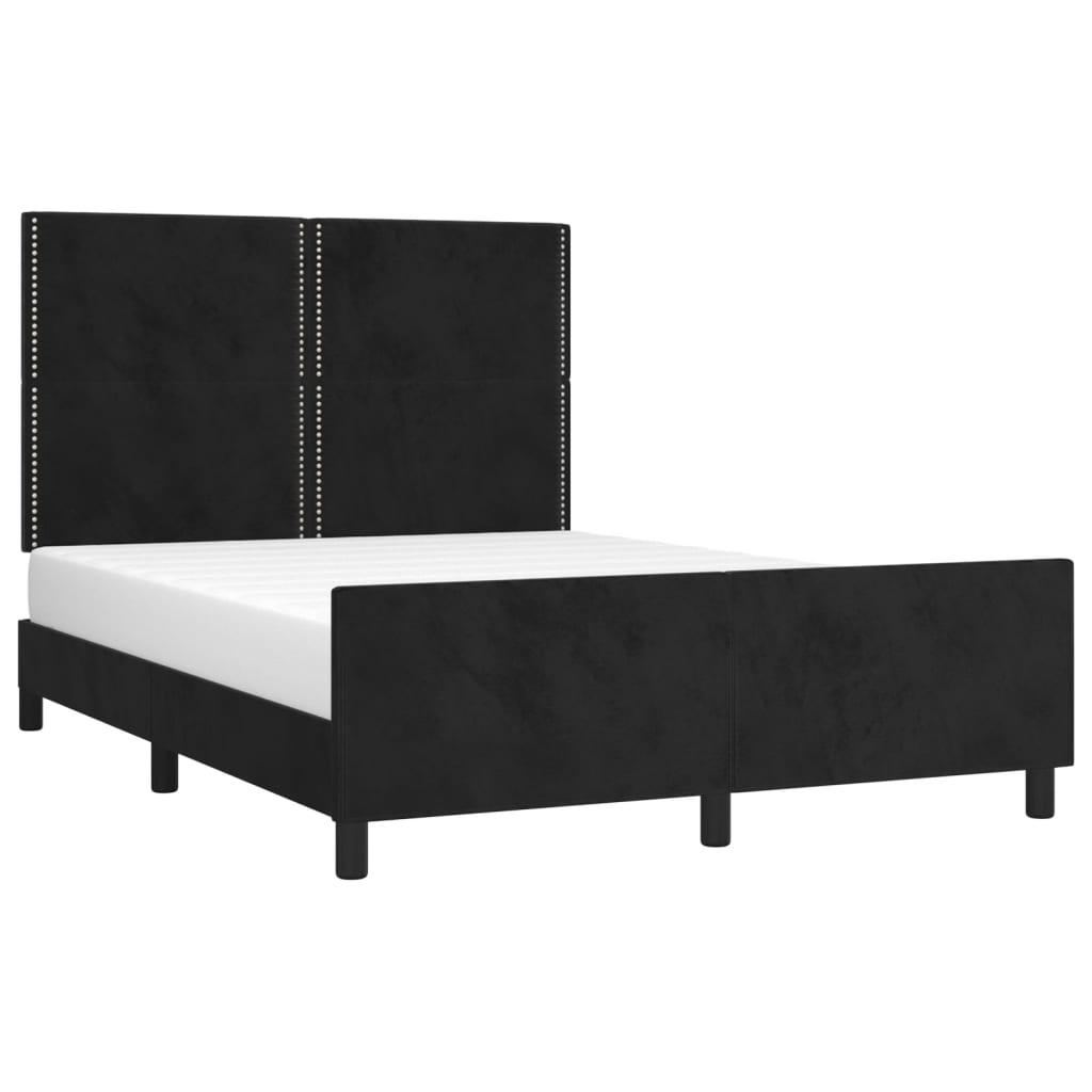 Estrutura de cama c/ cabeceira 140x200 cm veludo preto