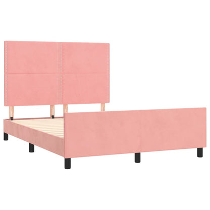 Estrutura de cama c/ cabeceira 140x200 cm veludo rosa