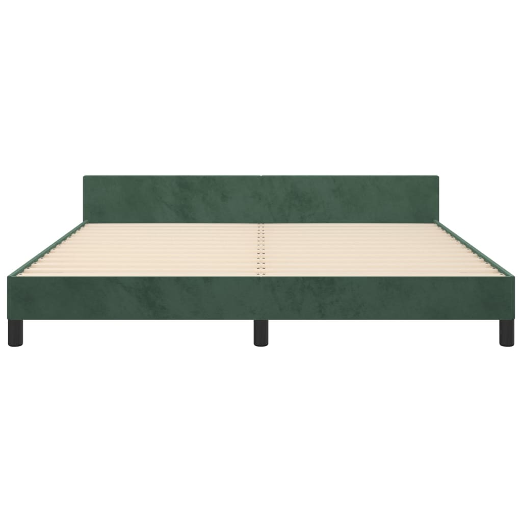 Estrutura de cama c/ cabeceira 160x200 cm veludo verde-escuro