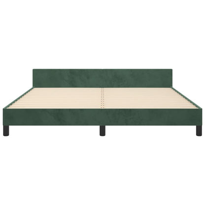 Estrutura de cama c/ cabeceira 180x200 cm veludo verde-escuro